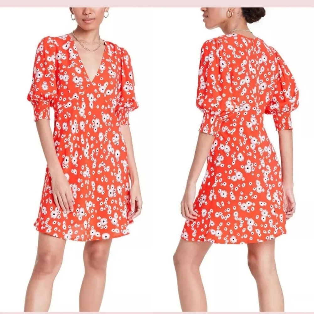 Rixo Red Floral Mini Dress